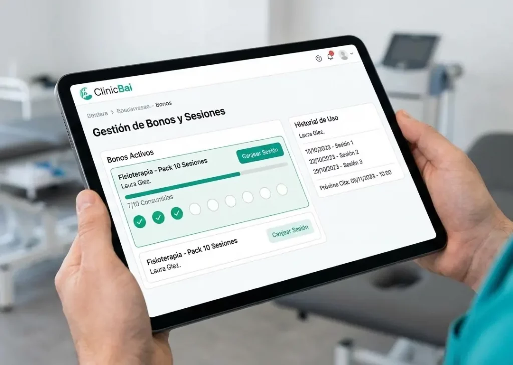 Gestión de bonos de sesiones para fisioterapia con facturación VeriFactu y TicketBai.