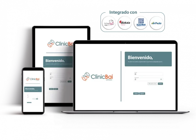 Software médico Clinicbai compatible con TicketBAI y VeriFactu en una tablet.