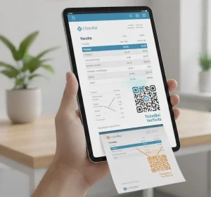 Software de facturación médica ClinicBai compatible con TicketBai y Verifactu en tablet.