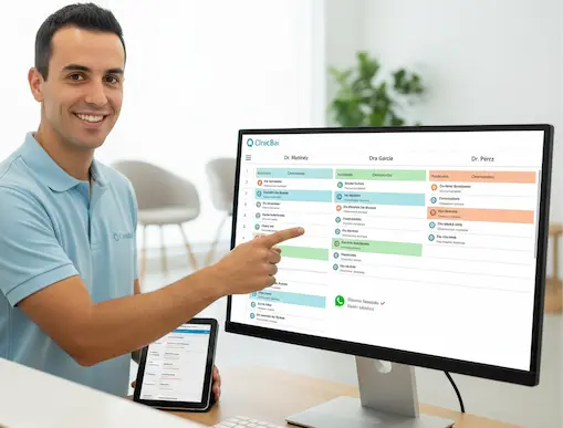 Agenda médica online para osteópatas con gestión de citas y recordatorios de ClinicBai.