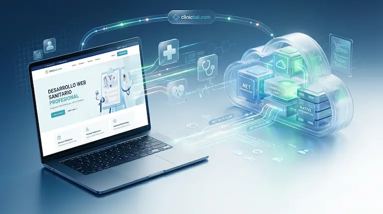 Desarrollo web sanitario con Umbraco y tecnología .NET integrada en la nube de Clinicbai.