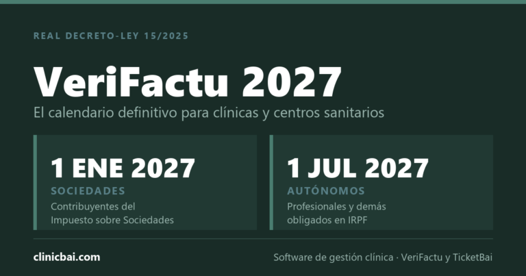 Calendario de VeriFactu: 1 de enero de 2027 para sociedades y 1 de julio de 2027 para autónomos y profesionales
